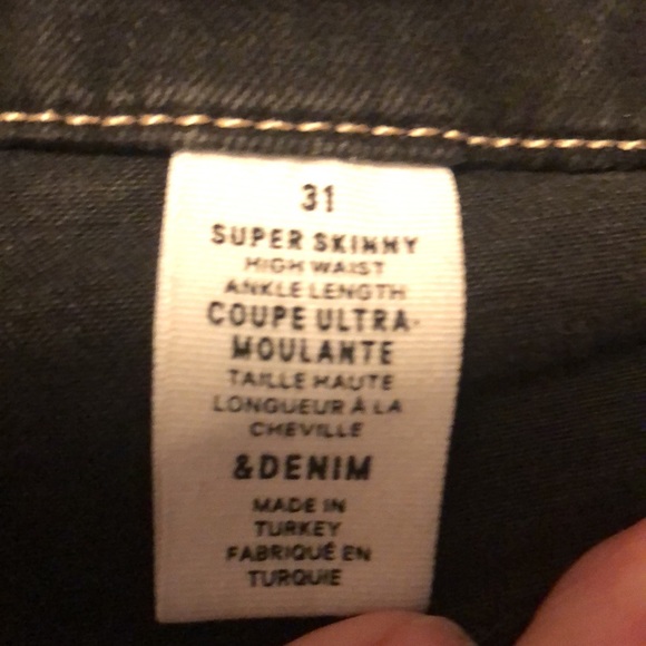 Super Skinny High Waist Ankle Length Black Denim Pants size 31 - Picture 7 of 8